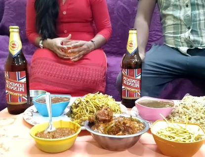 Watch Mumbai Ashu's indian stepmom, ashu, penetrate her hubby's mouth and fill his pussy with her favorite food