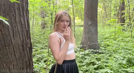 Angelica Heaven gets pummeled firm in forest & guzzles pee in her lil' cunny
