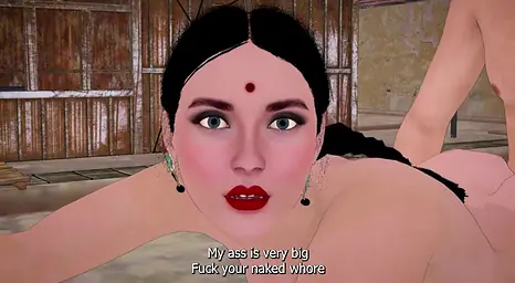 Indian laborer takes advantage of busty 3D MILF’s dual foray