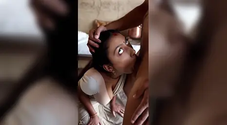 Indian cutie gives her husband a sloppy blowjob and deepthroat experience